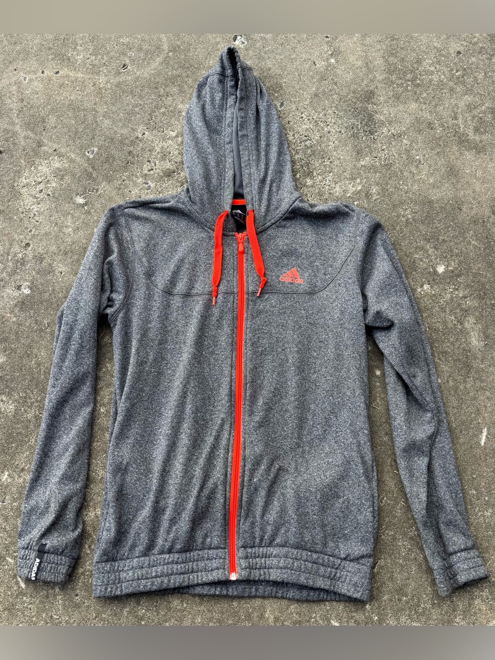 adidas Men's Gray Hooded Performance Jacket with Red Accents
